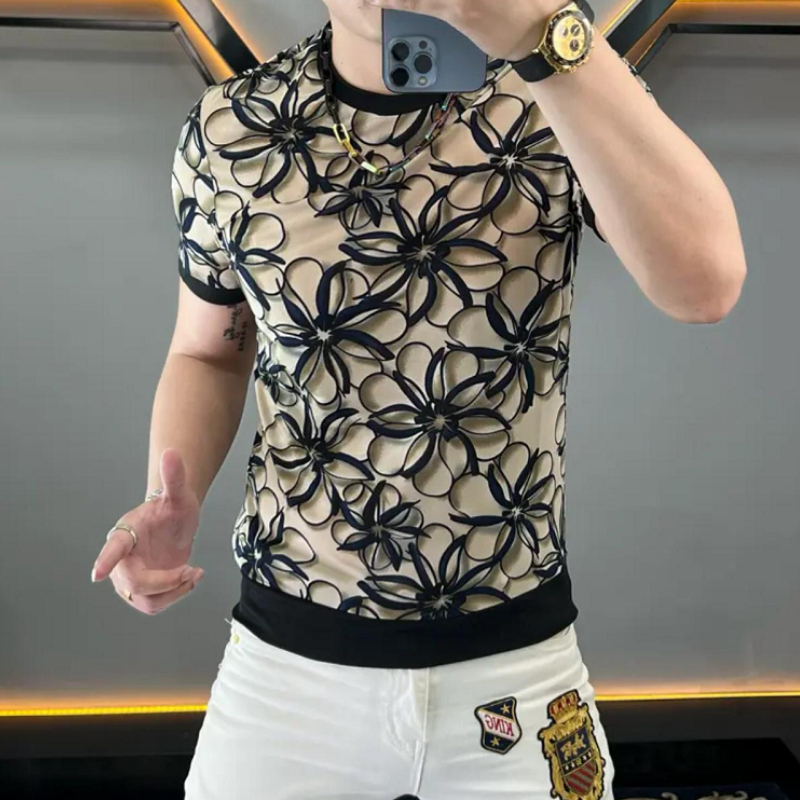 Streetwear Brand With Flowers - Brand Ice Silk Flower T-shirt for