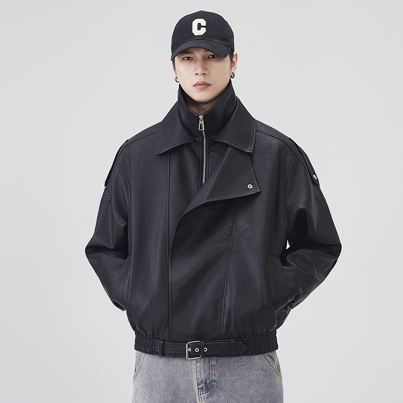 Streetwear Brand Vintage - Autumn Winter Leather Jacket Men Streetwear