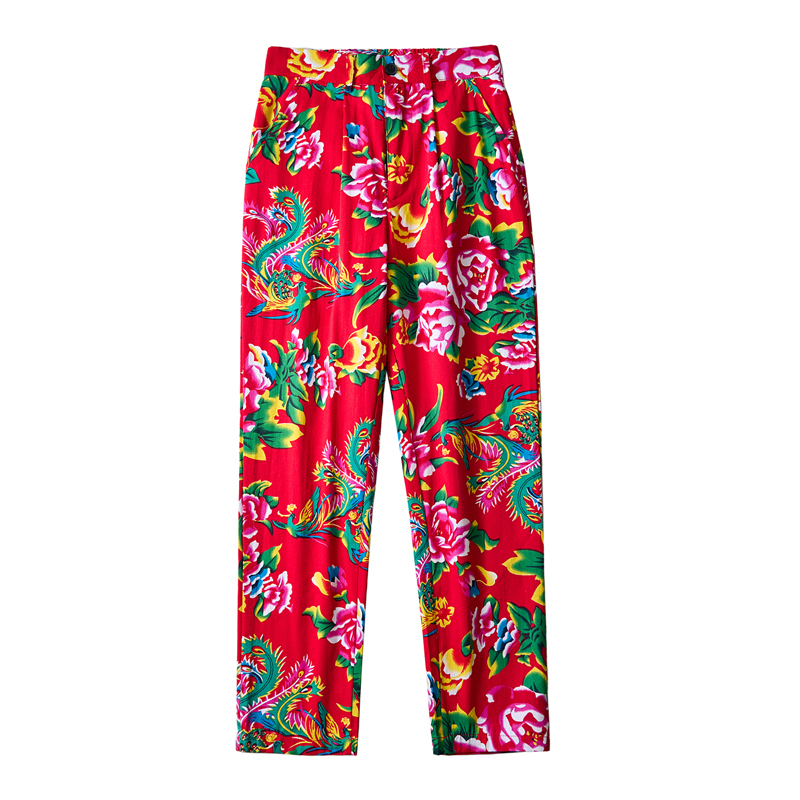 Streetwear Brand With Flowers - Men Chinese Style Popular Pants High