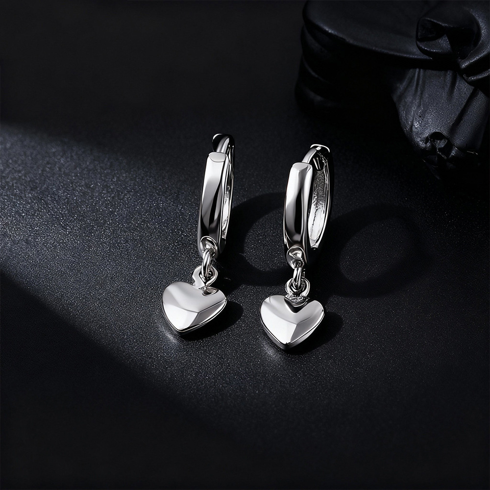 Chrome Hearts Ring - 925 Sterling Silver Heart Stud Earrings
