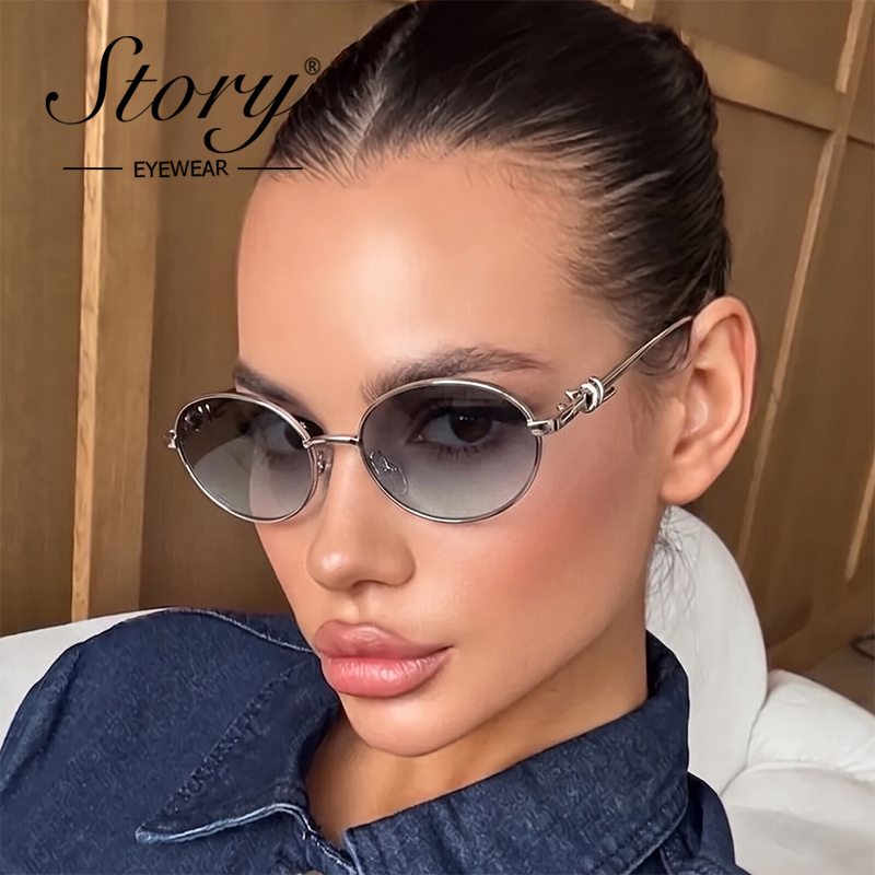 Streetwear Brand Designer - STORY Retro Metal Frame Oval Sunglasses