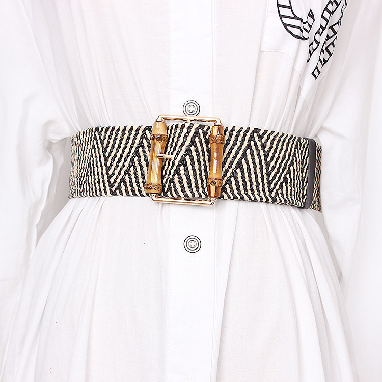 New Elastic Weaving Women's Be - Off White Belt ulasan dan harga
