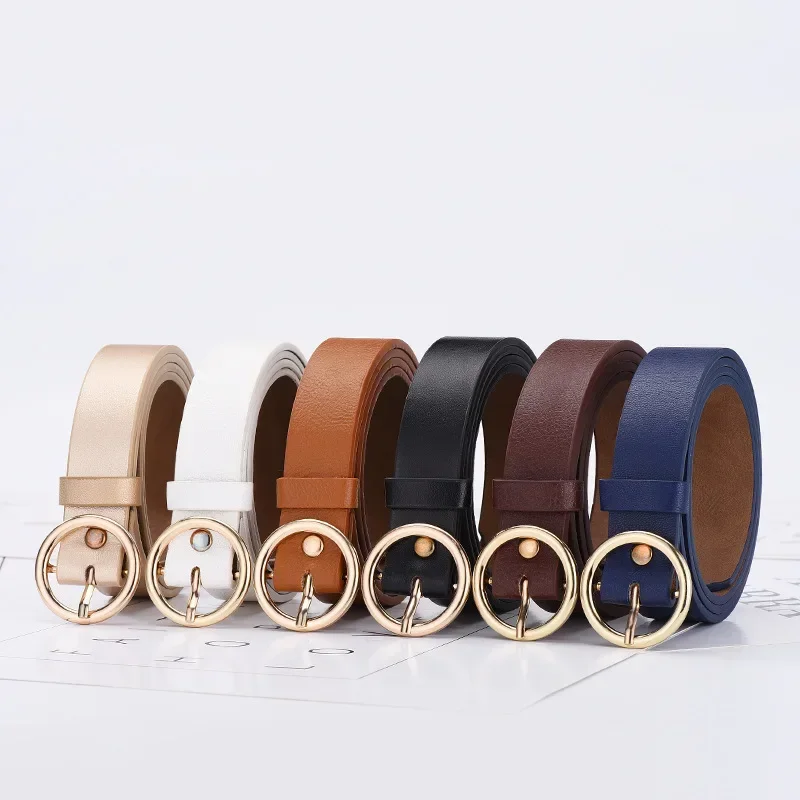 Women's Belt Round Buckle Belt - Off White Belt ulasan dan harga