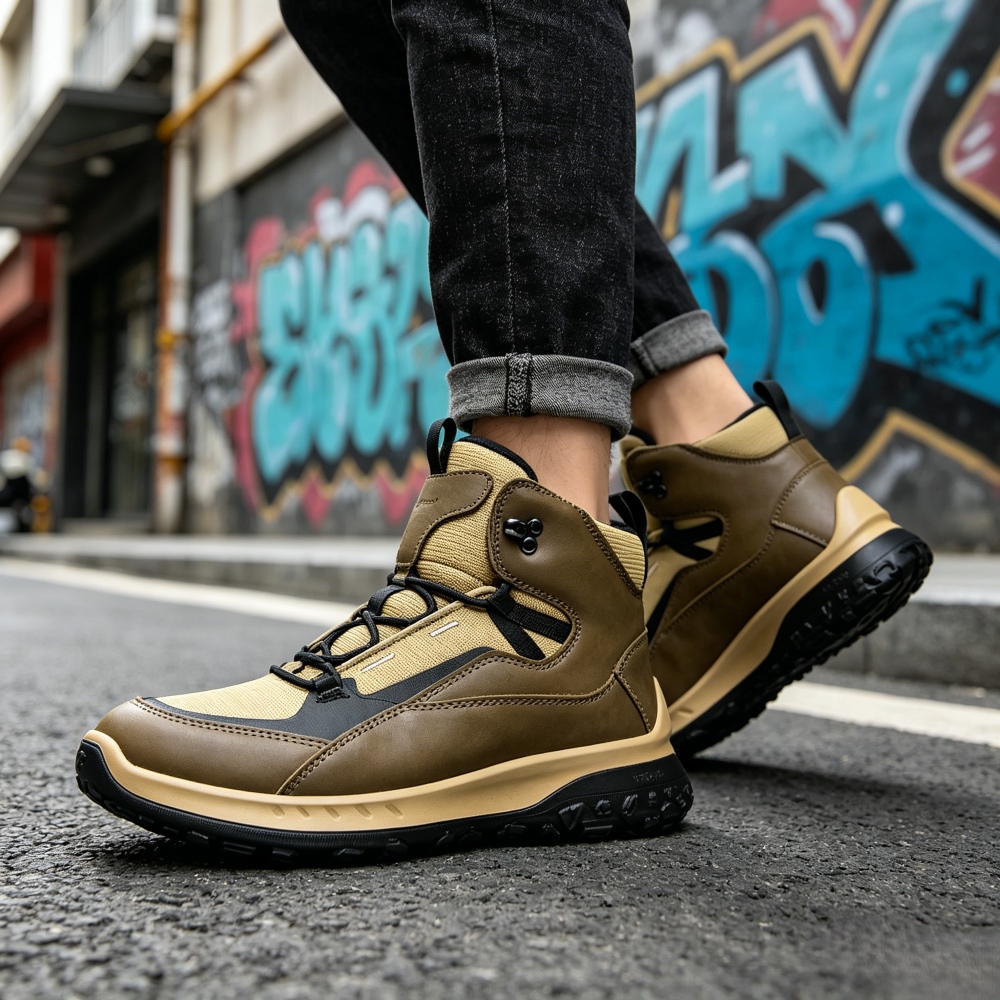 High Top Leather Shoes Men Lux - Streetwear Brand Designer ulasan dan harga