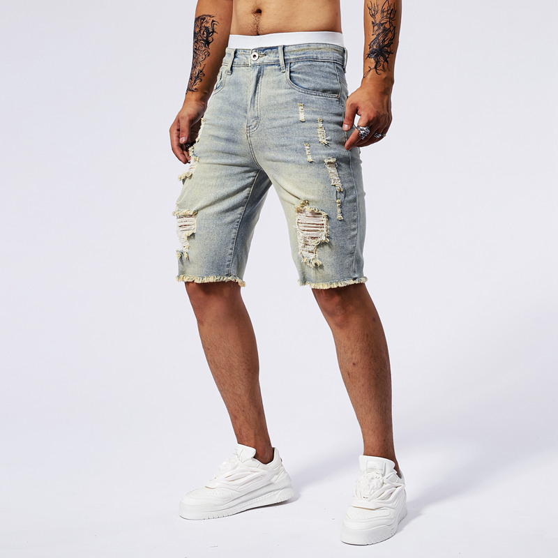 2025 Summer New Men's Ripped D - Streetwear Brand Vintage ulasan dan harga