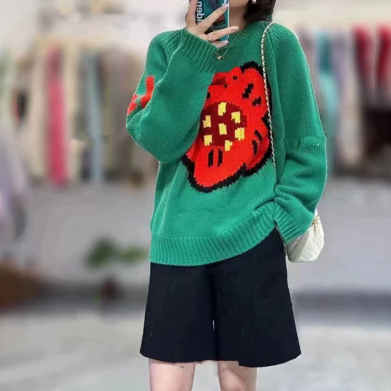 Ladies 100% pure cashmere swea - Streetwear Brand With Flowers ulasan dan harga