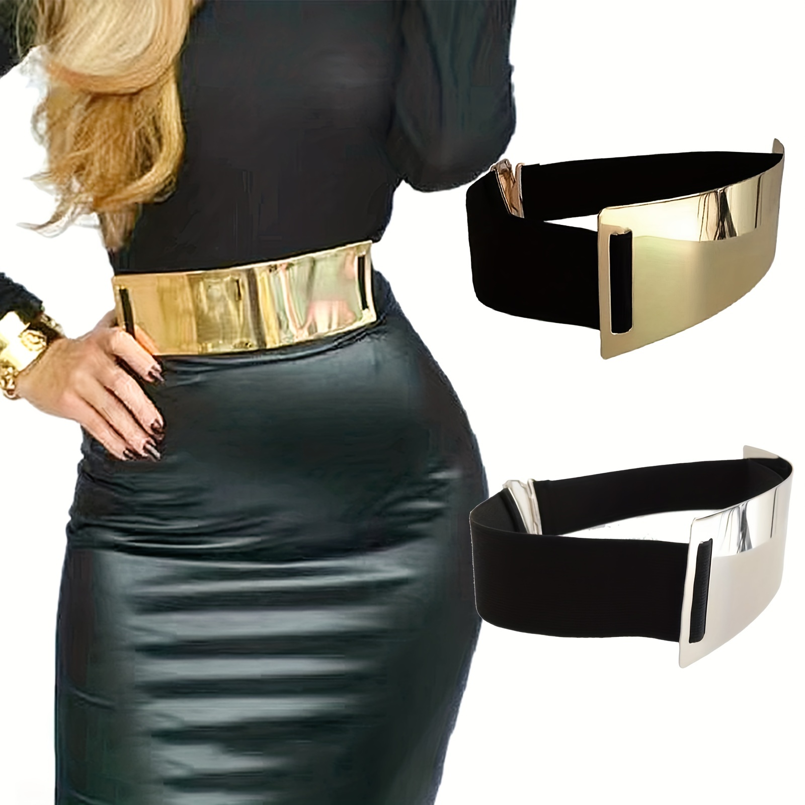 Punk-Elegant Metallic Glossy W - Off White Belt ulasan dan harga