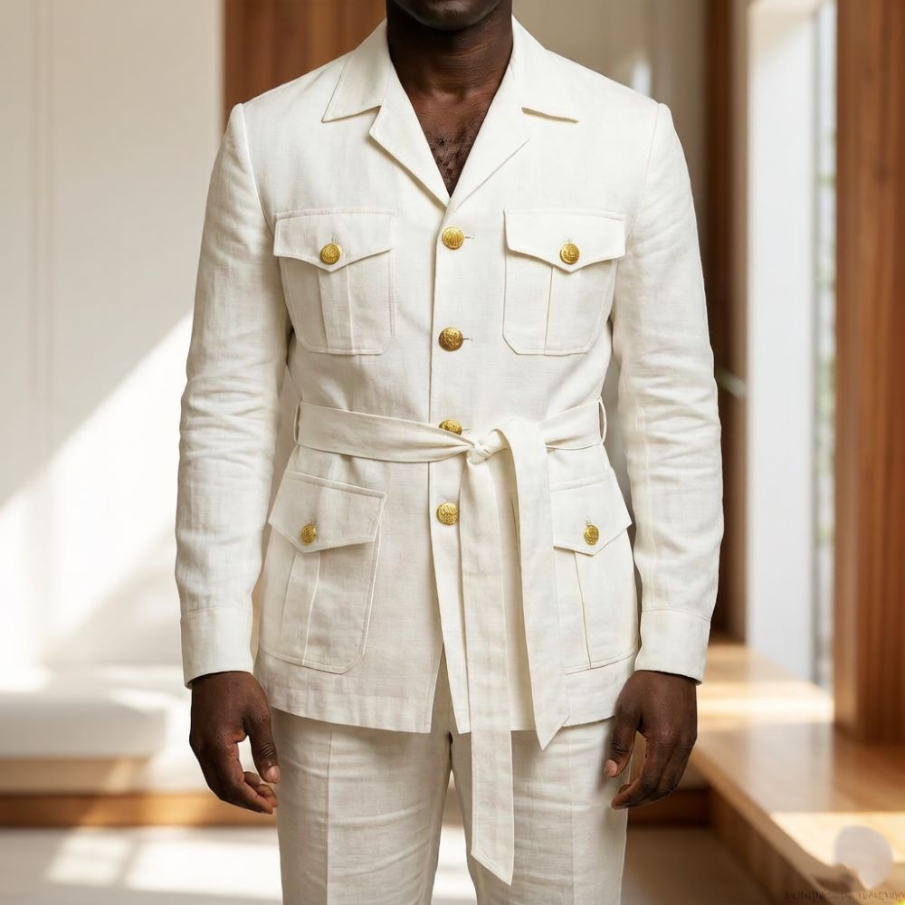 Mens Off White Linen Safari Su - Off White Belt ulasan dan harga