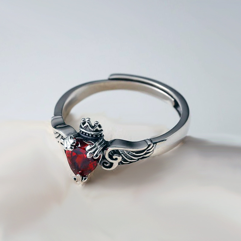 925 Sterling Silver Heart Red  - Chrome Hearts Ring ulasan dan harga