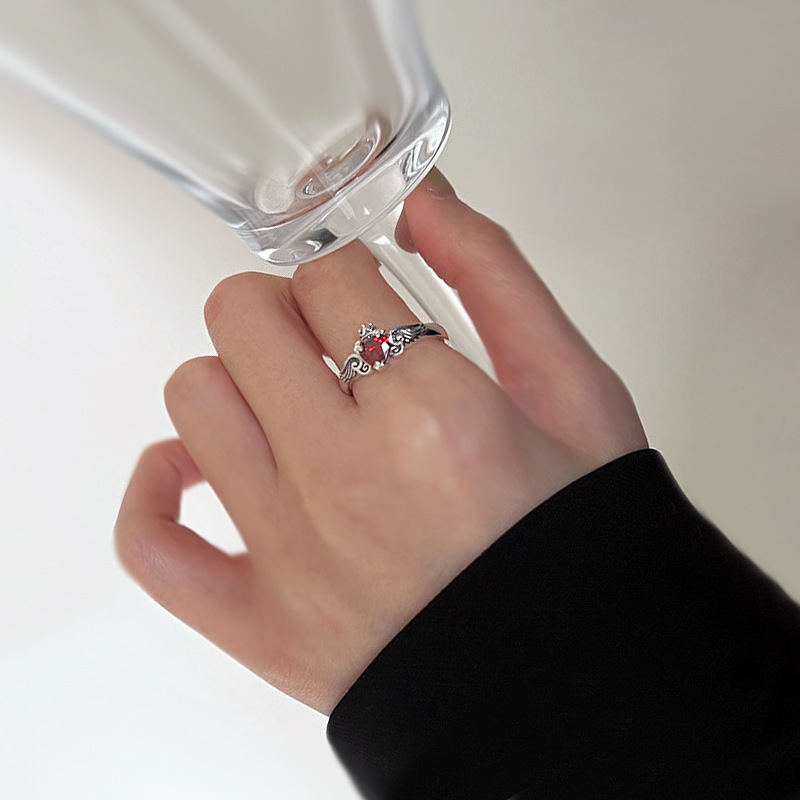 925 Sterling Silver Heart Red  - Chrome Hearts Ring ulasan dan harga